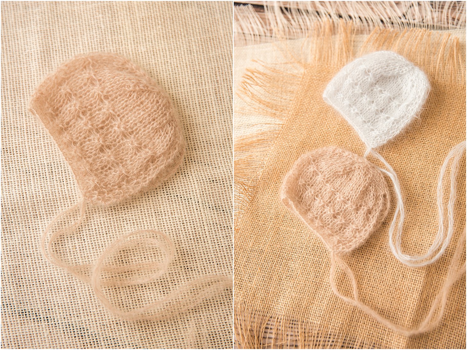 Newborn hats in neutral colors