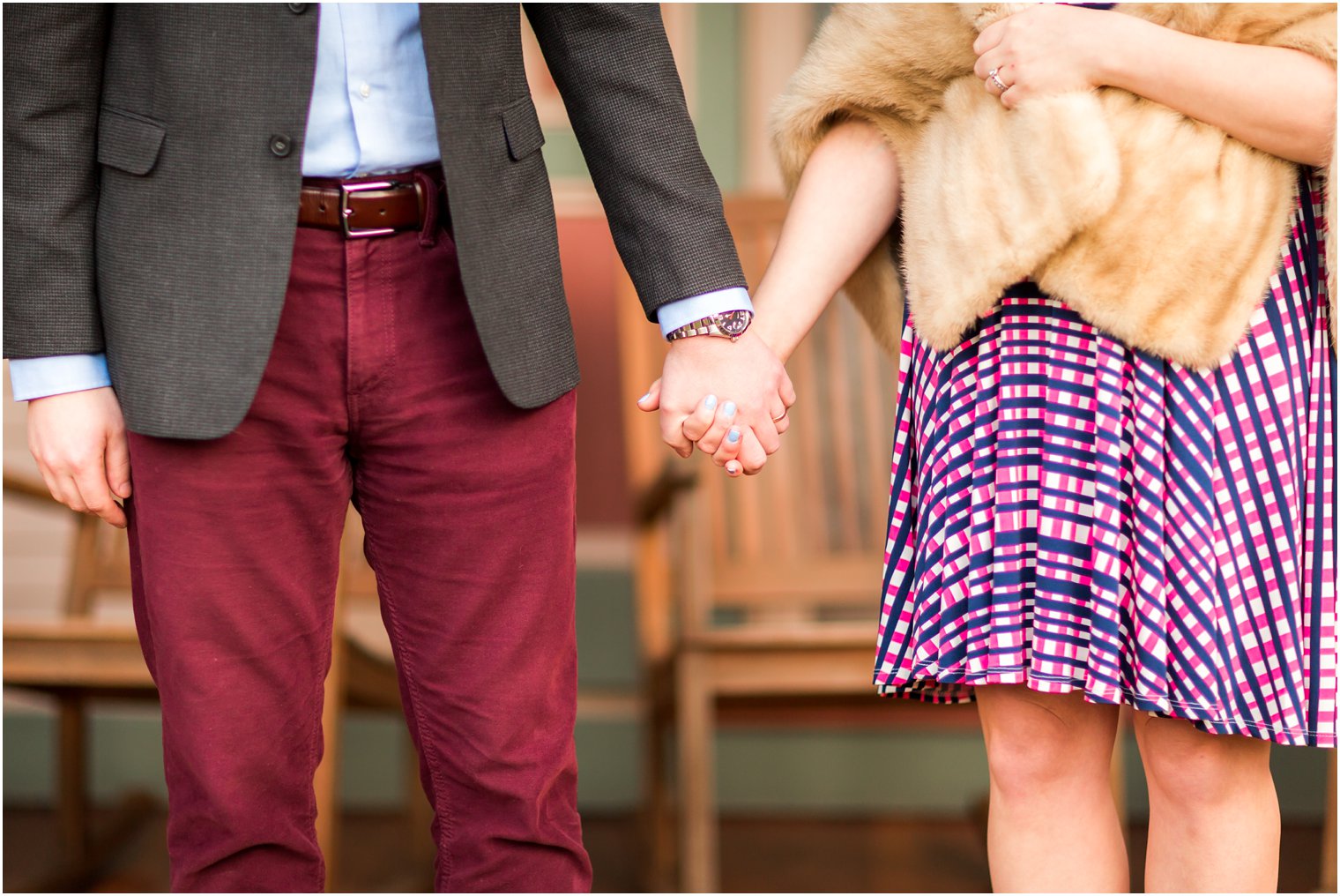 Couple holding hands in photos