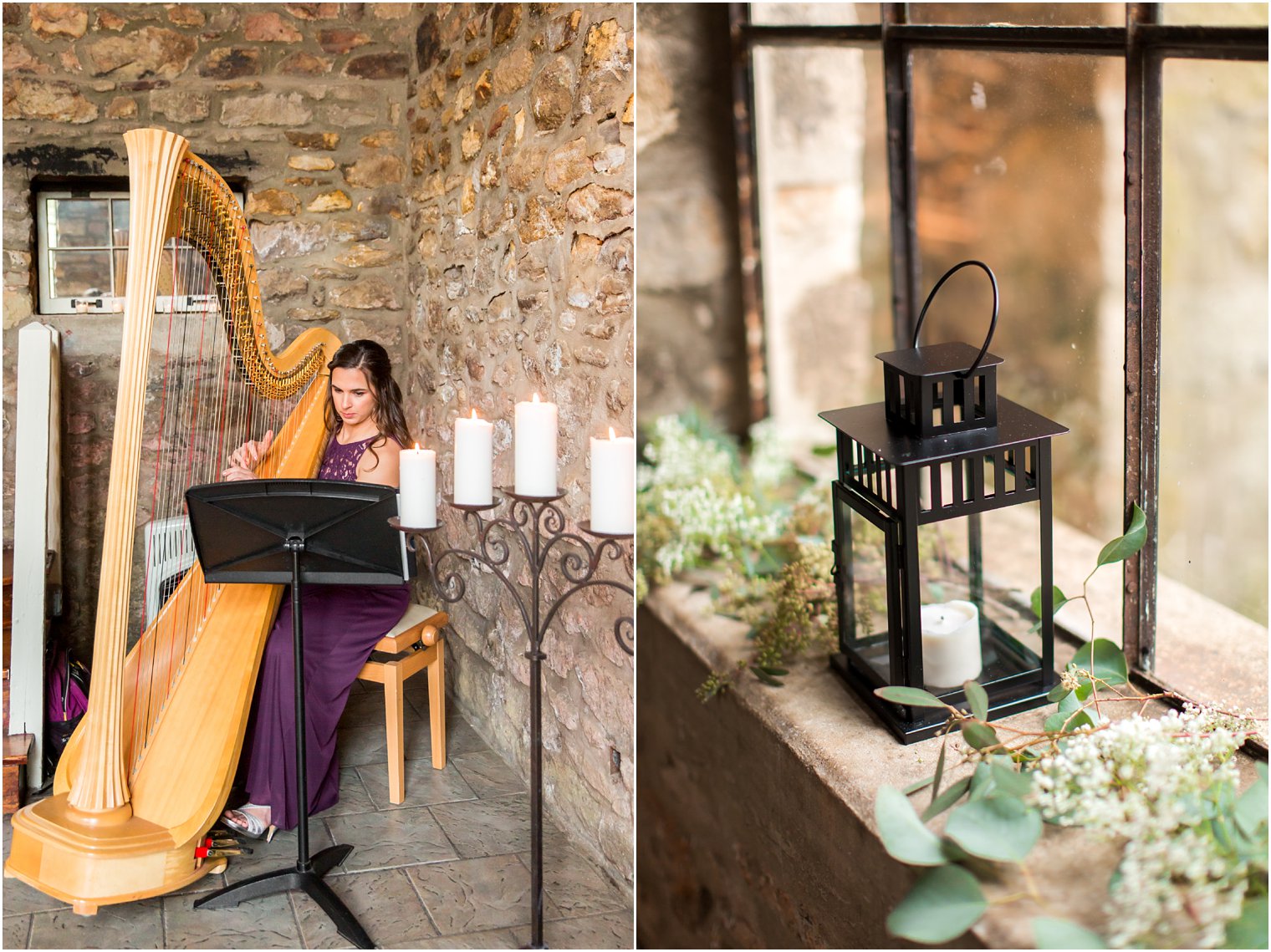 Harpist at HollyHedge Estate wedding ceremony