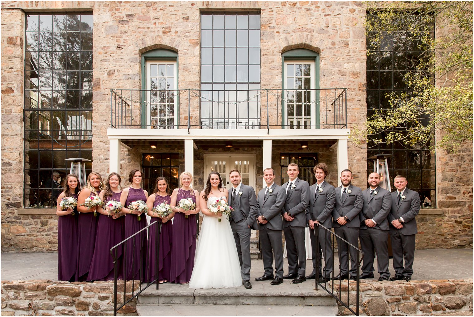 Gray and purple bridal party wedding colors | Photo by Idalia Photography