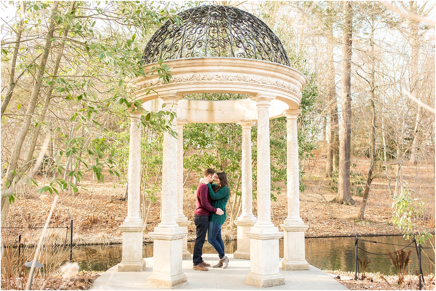 Engagement photo under cupola | Photo by Idalia Photography