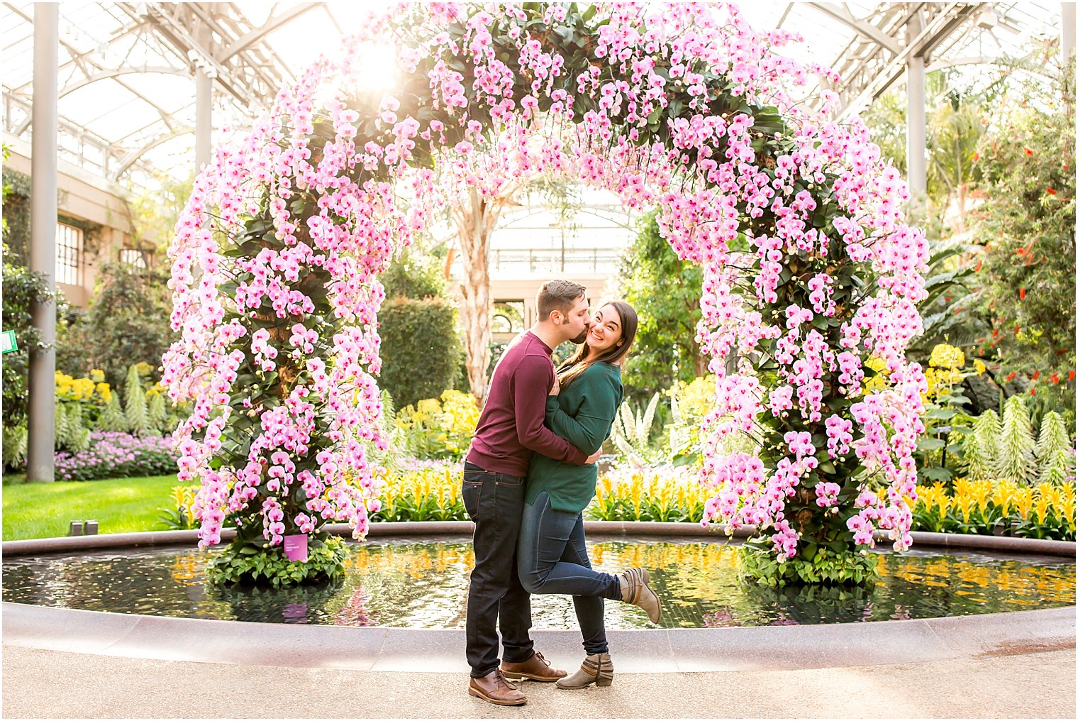Engagement session during the orchid show at Longwood Gardens | Photo by Idalia Photography