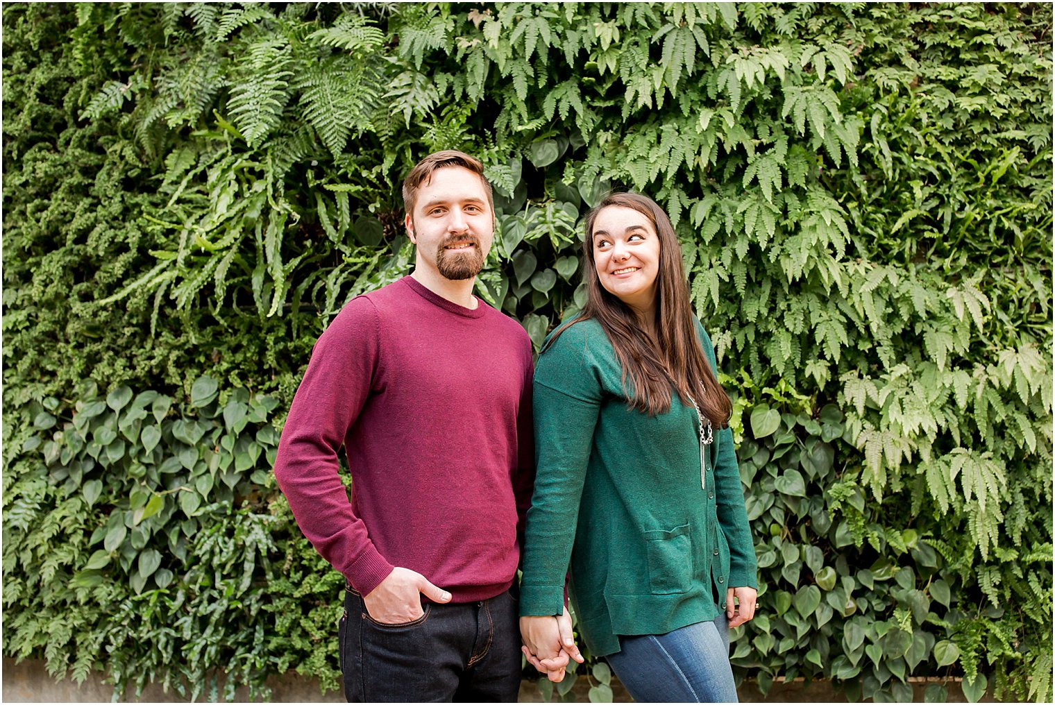 Couple in front of The Green Wall | Photo by Idalia Photography
