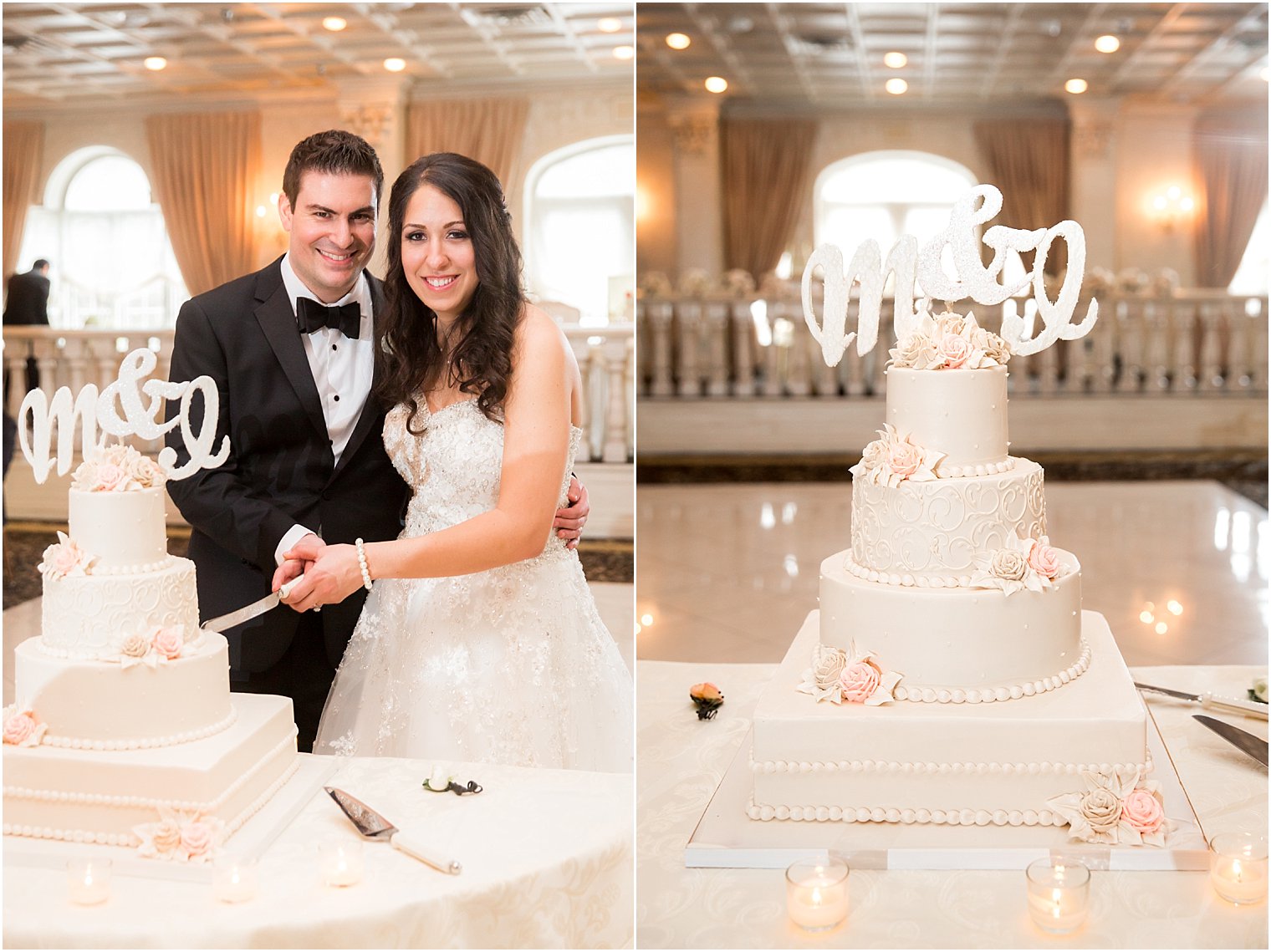 Bride and Groom cutting cake from Palermo's Bakery | Idalia Photography
