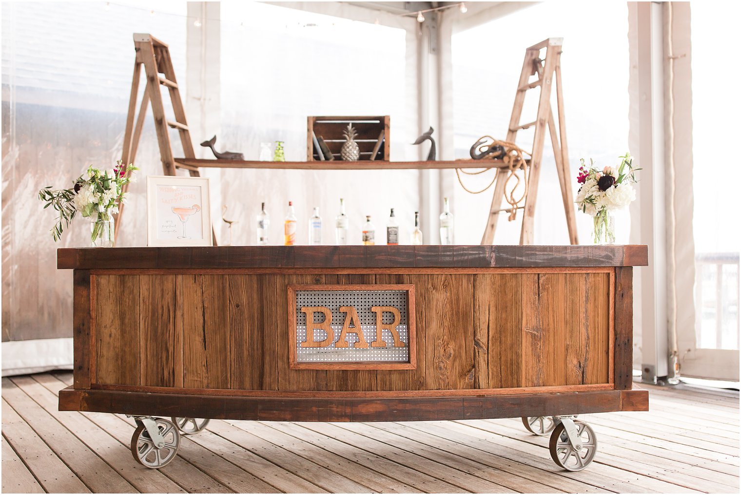 Bar cart by Rustic Drift | Photo by Idalia Photography