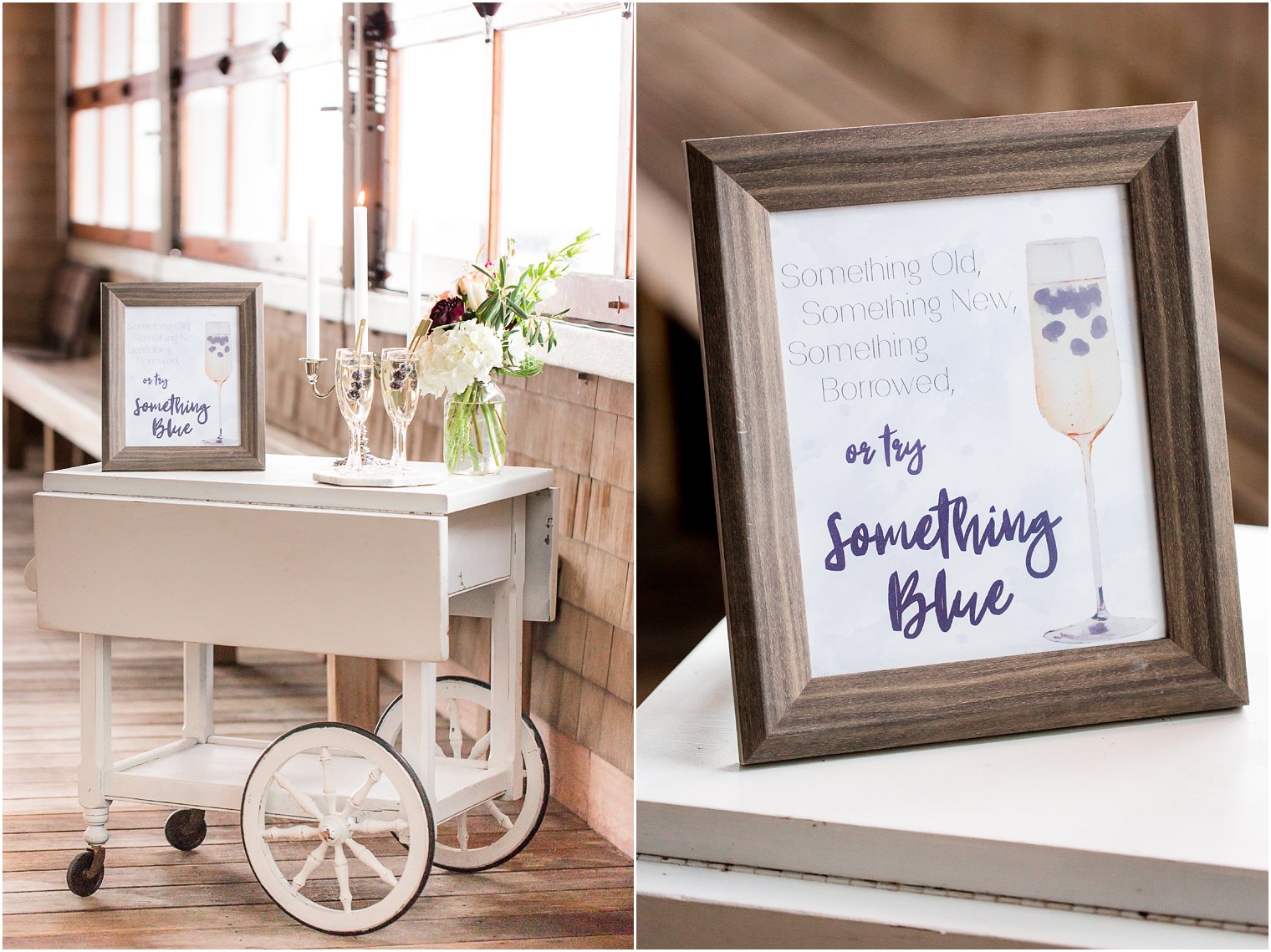 Bar Cart by Rustic Drift | Signage by Sandy Plum Design Co. | Photos by Idalia Photography