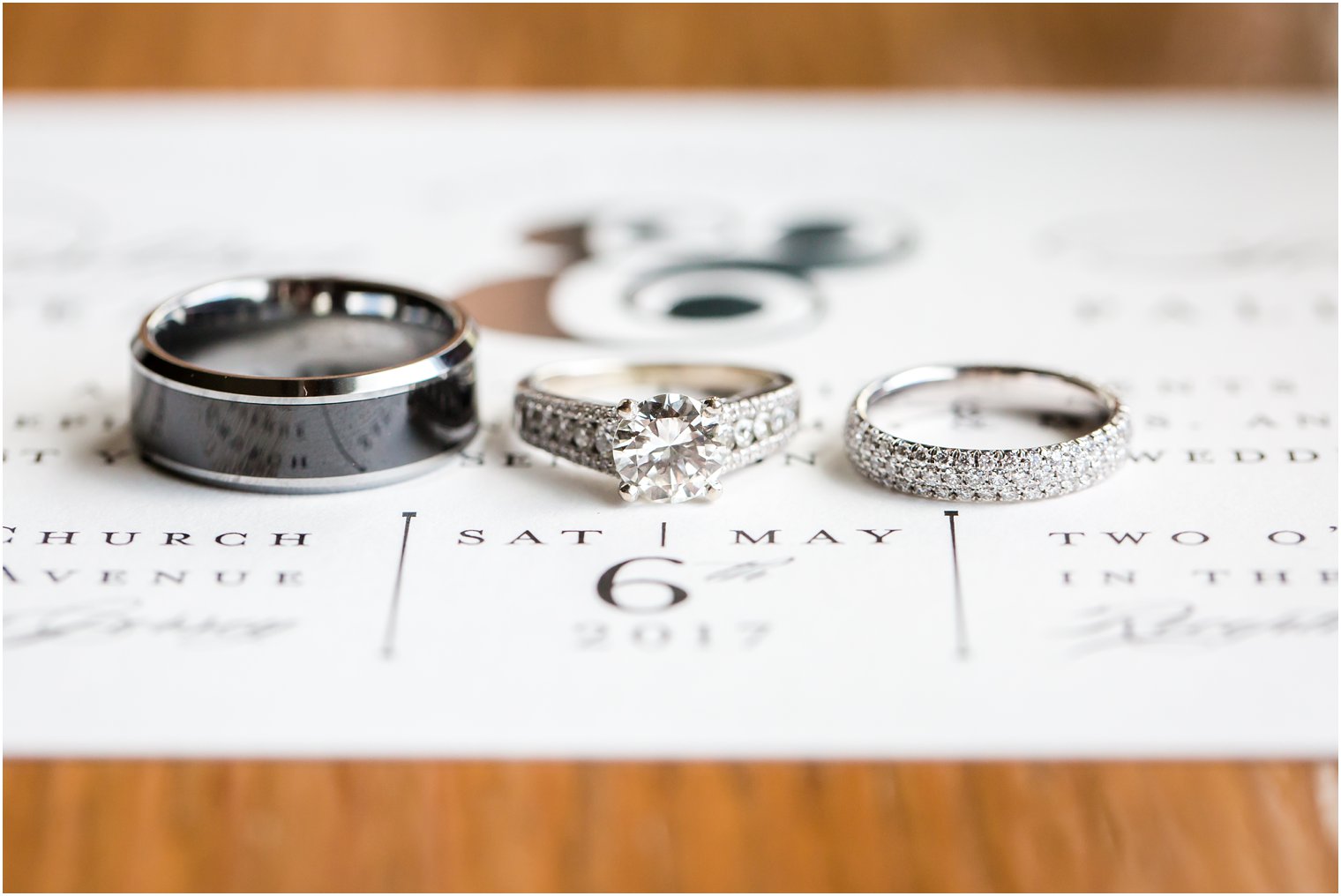 Wedding rings on classic invitation by Minted