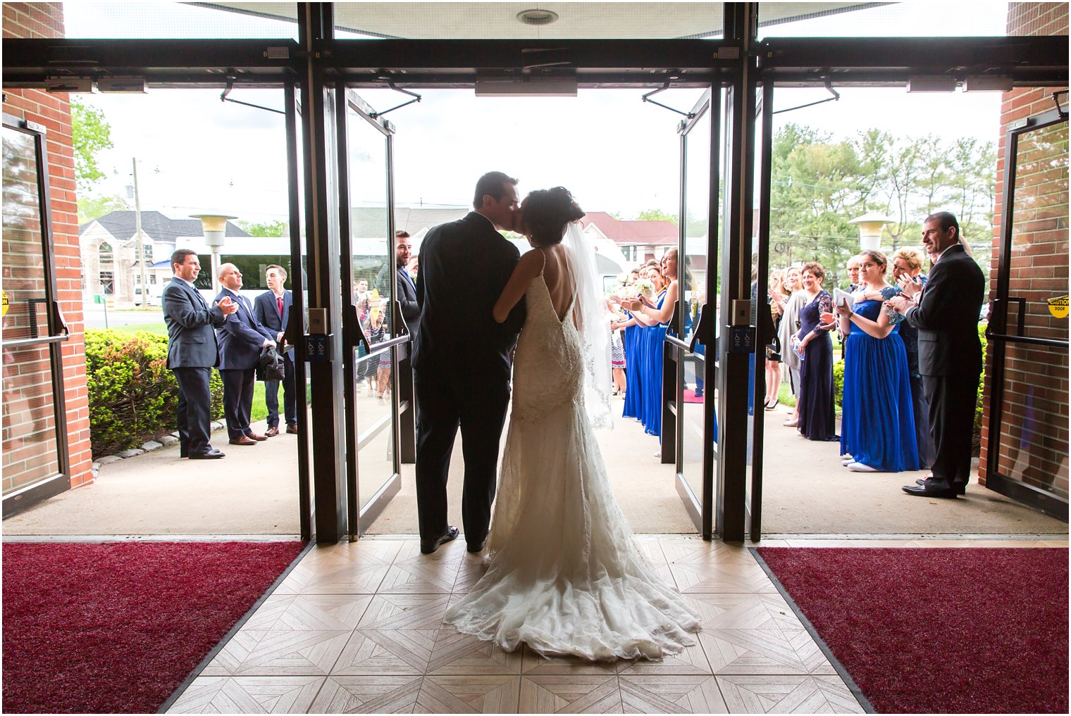 Church exit photo of bride and groom