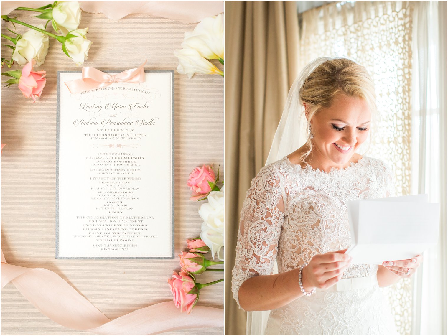 Bride reading letter from groom | Photo by Idalia Photography