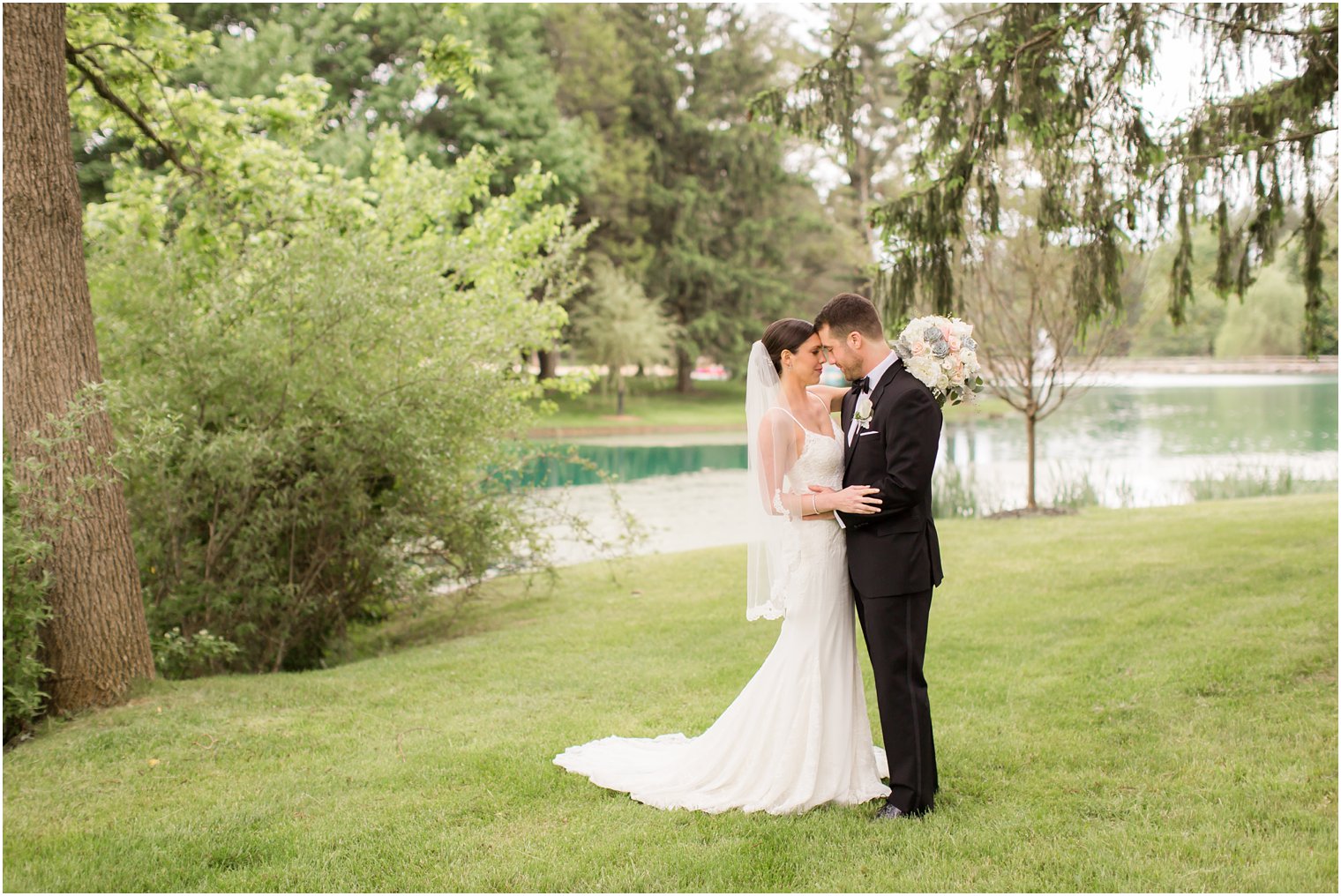 Romantic bride and groom photo at Windows on the Water | | Photos by Idalia Photography | NJ Wedding Photographers