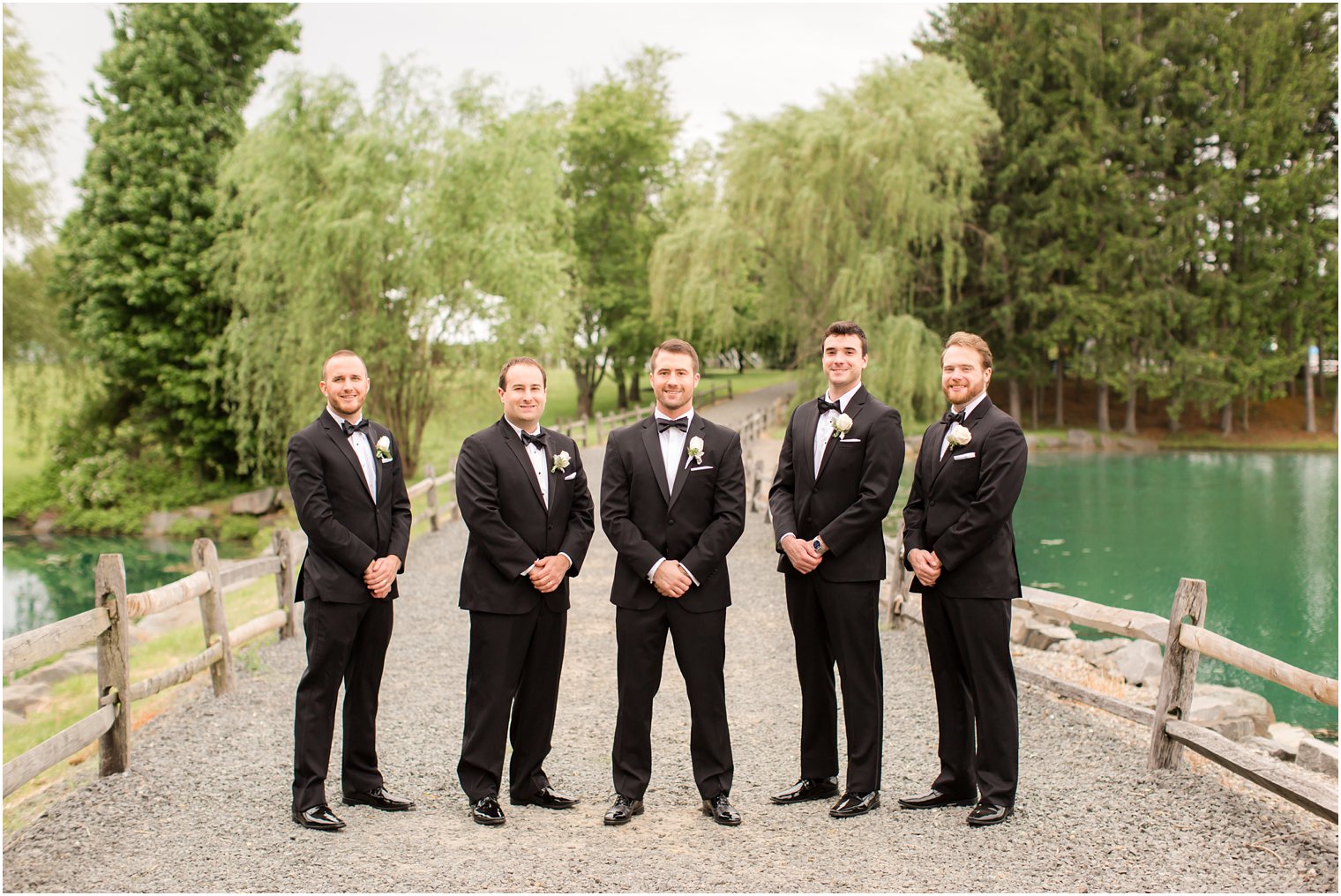 Groomsmen in Vera Wang BLACK tuxedos | Photos by Idalia Photography