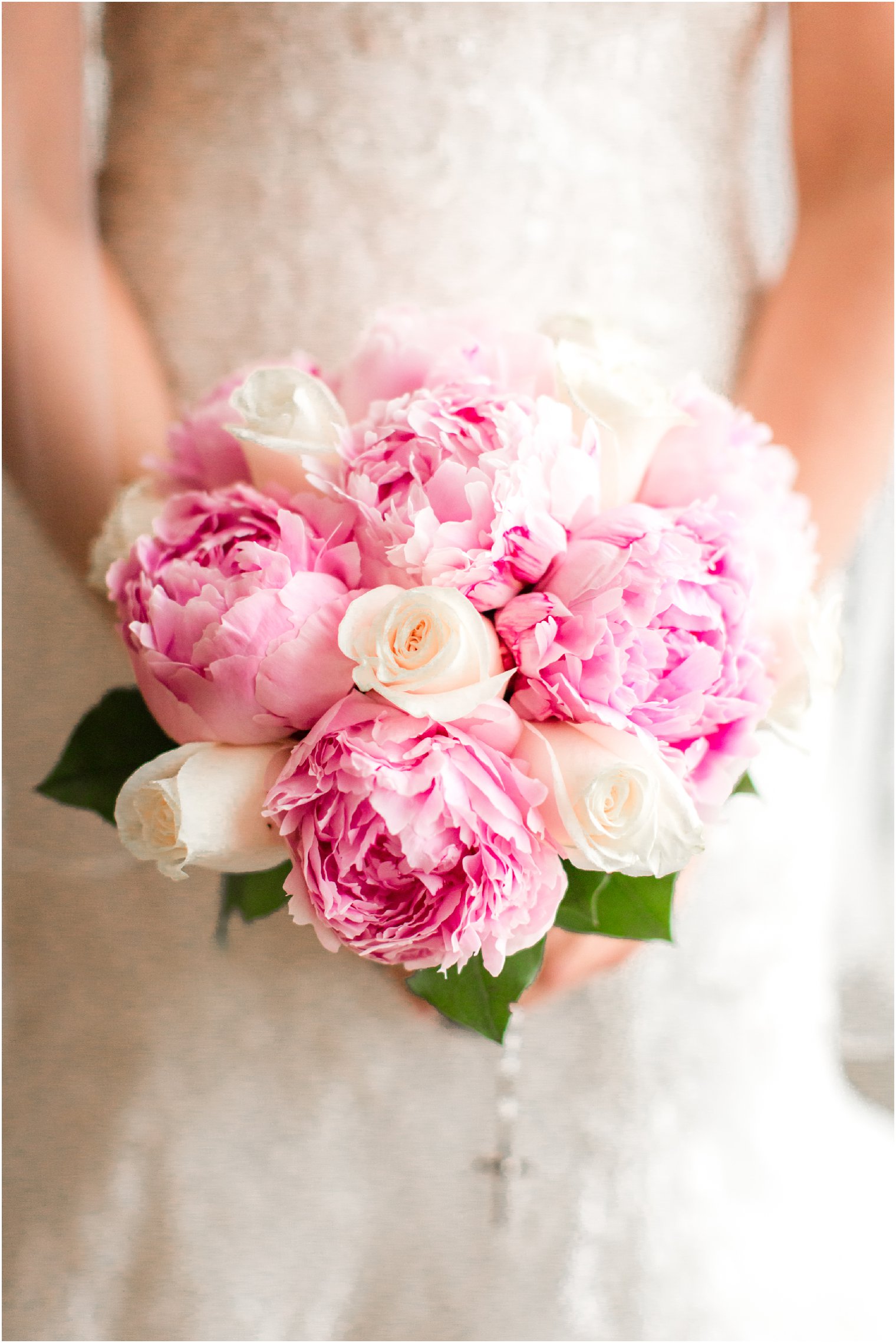 Bridal bouquet with peonies and white roses | Photo by Idalia Photography