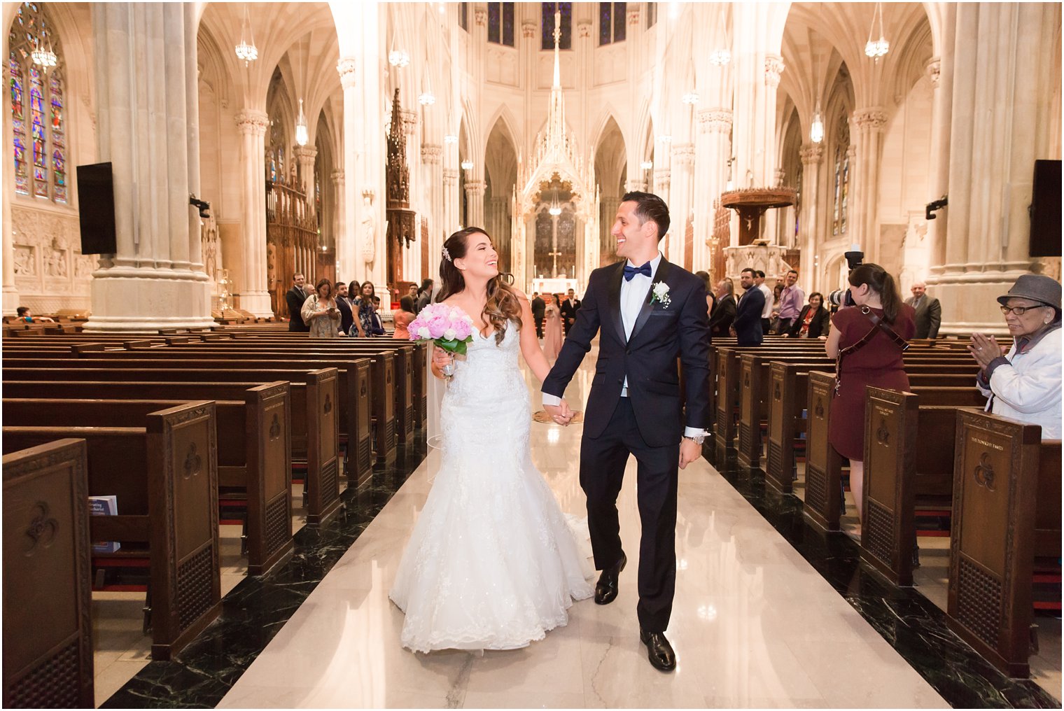 Recessional photo at St. Patric's Cathedral Wedding | Photo by Idalia Photography