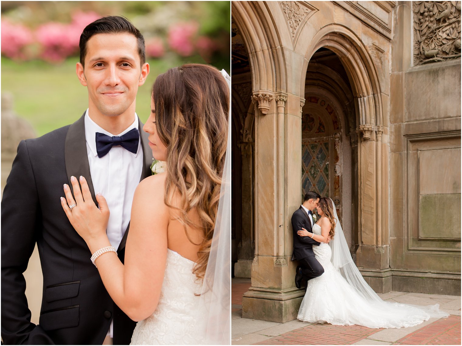 Bride and groom portraits at Bethesda Terrace | Photo by Idalia Photography