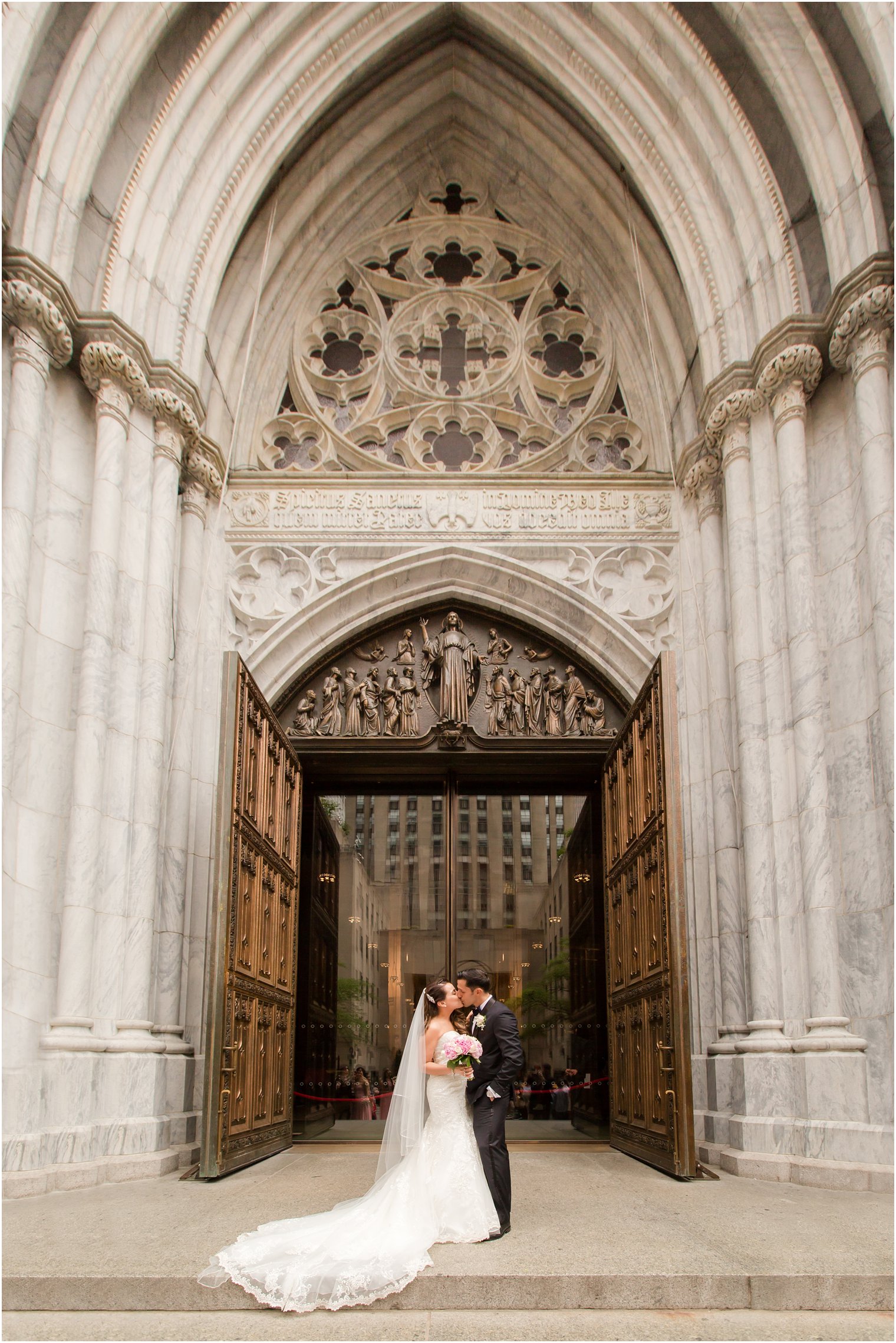 Bride and groom photo at St. Patrick's Cathedral | Photo by Idalia Photography