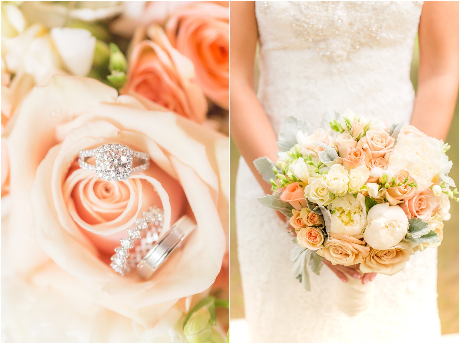 Wedding color palette in peach hues