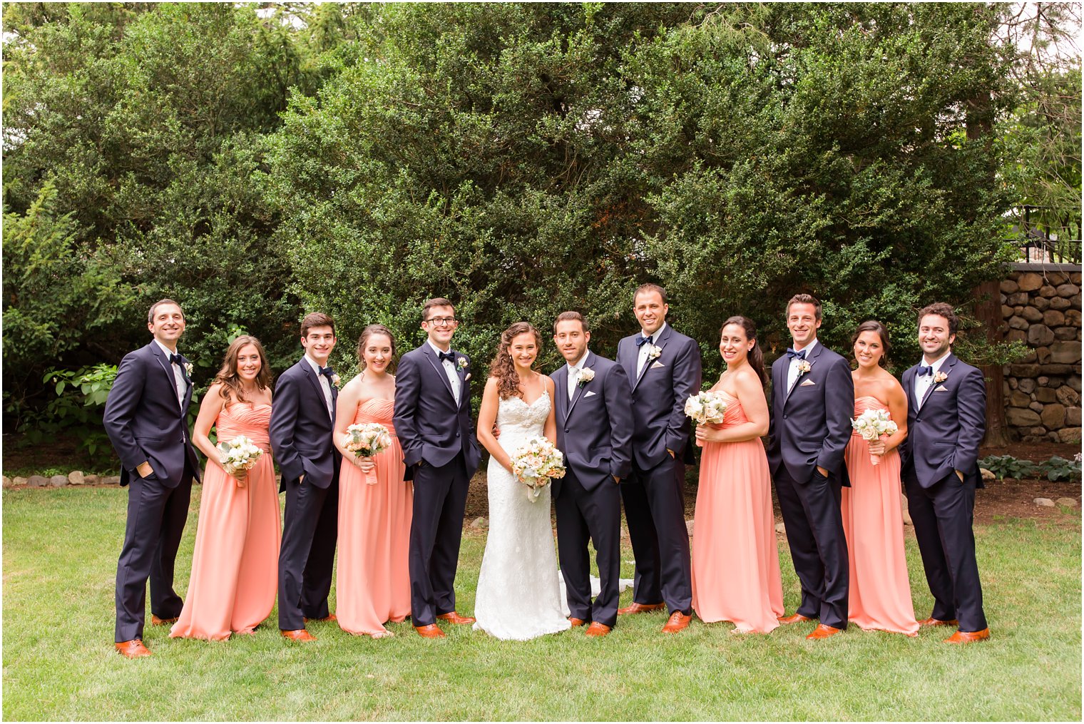 Peach and navy bridal party color palette