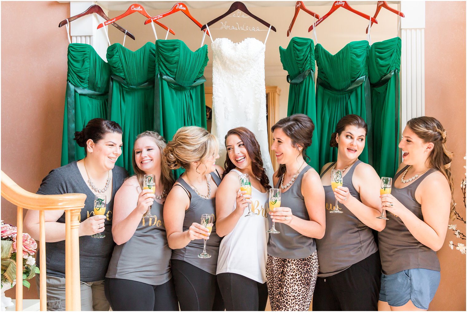 Bridesmaids in matching tank tops