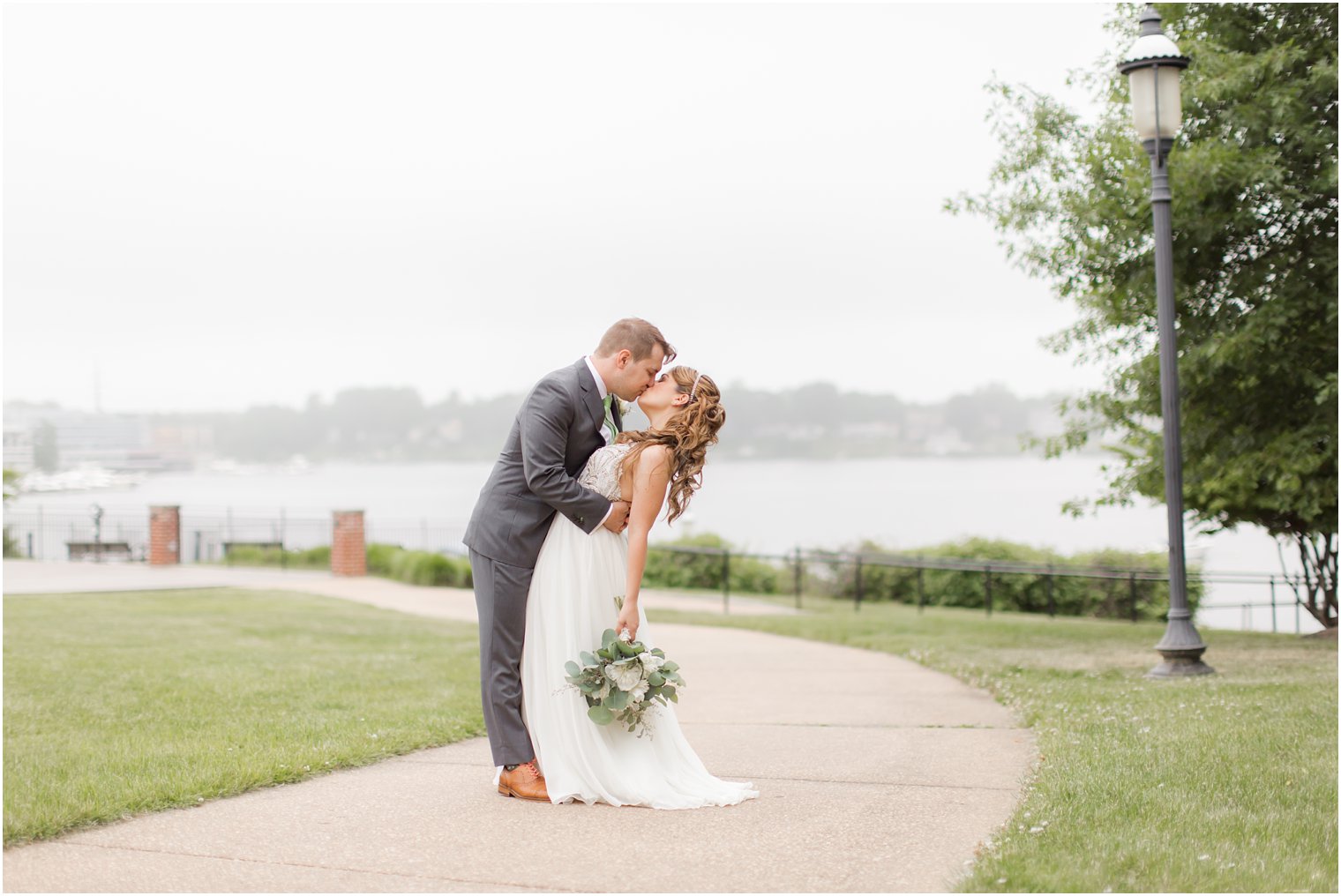 Bride and groom at Riverside Park