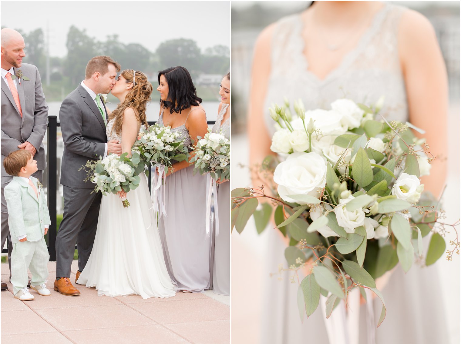 Wedding party in gray and peach