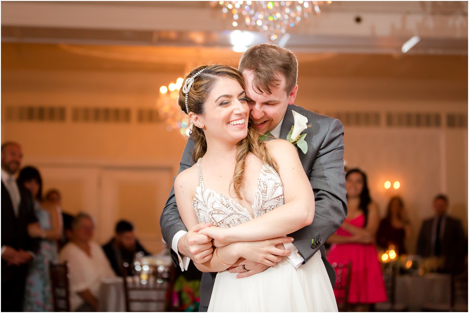 Bride and groom dancing at wedding reception in Red Bank, NJ