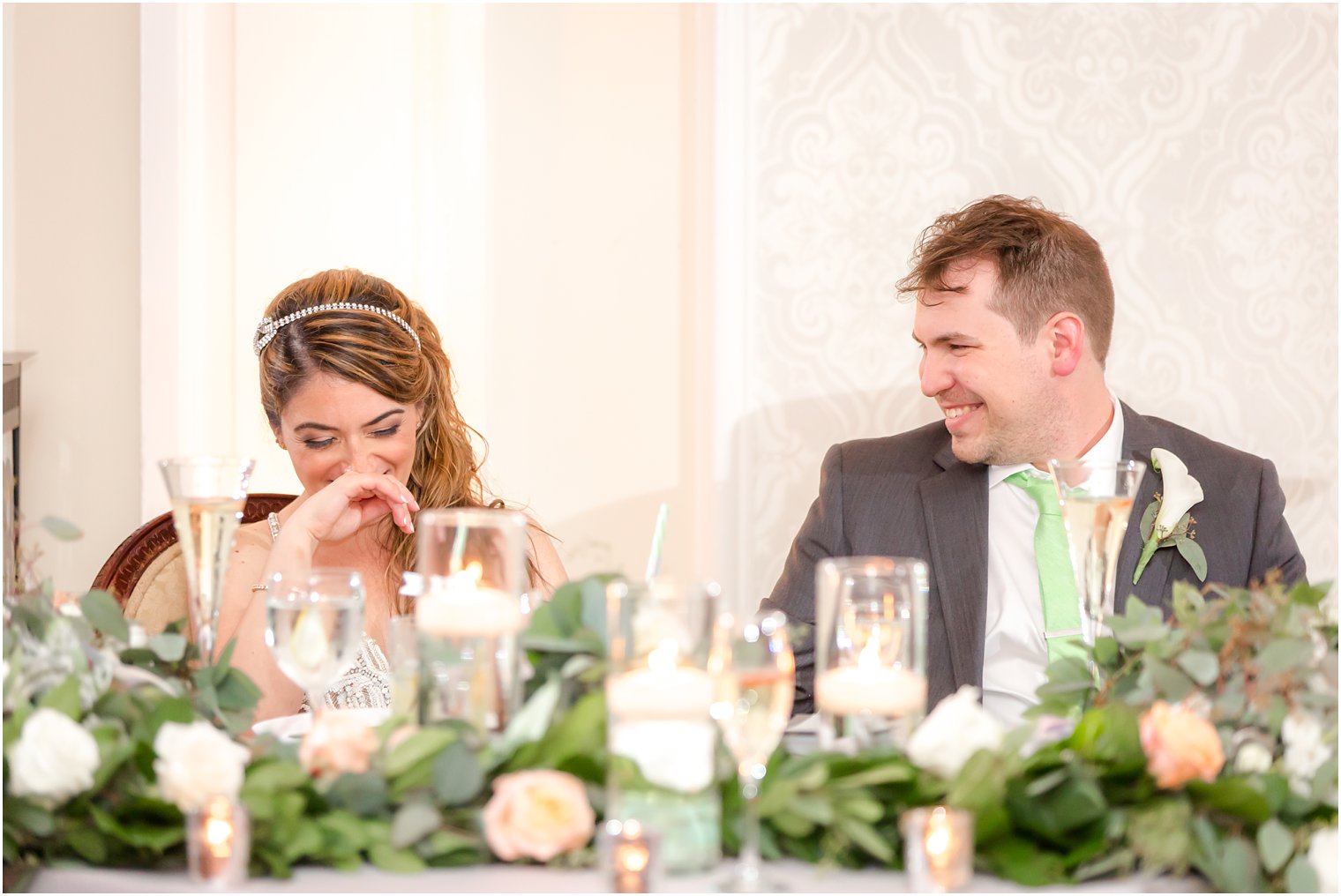 Bride and groom during toasts