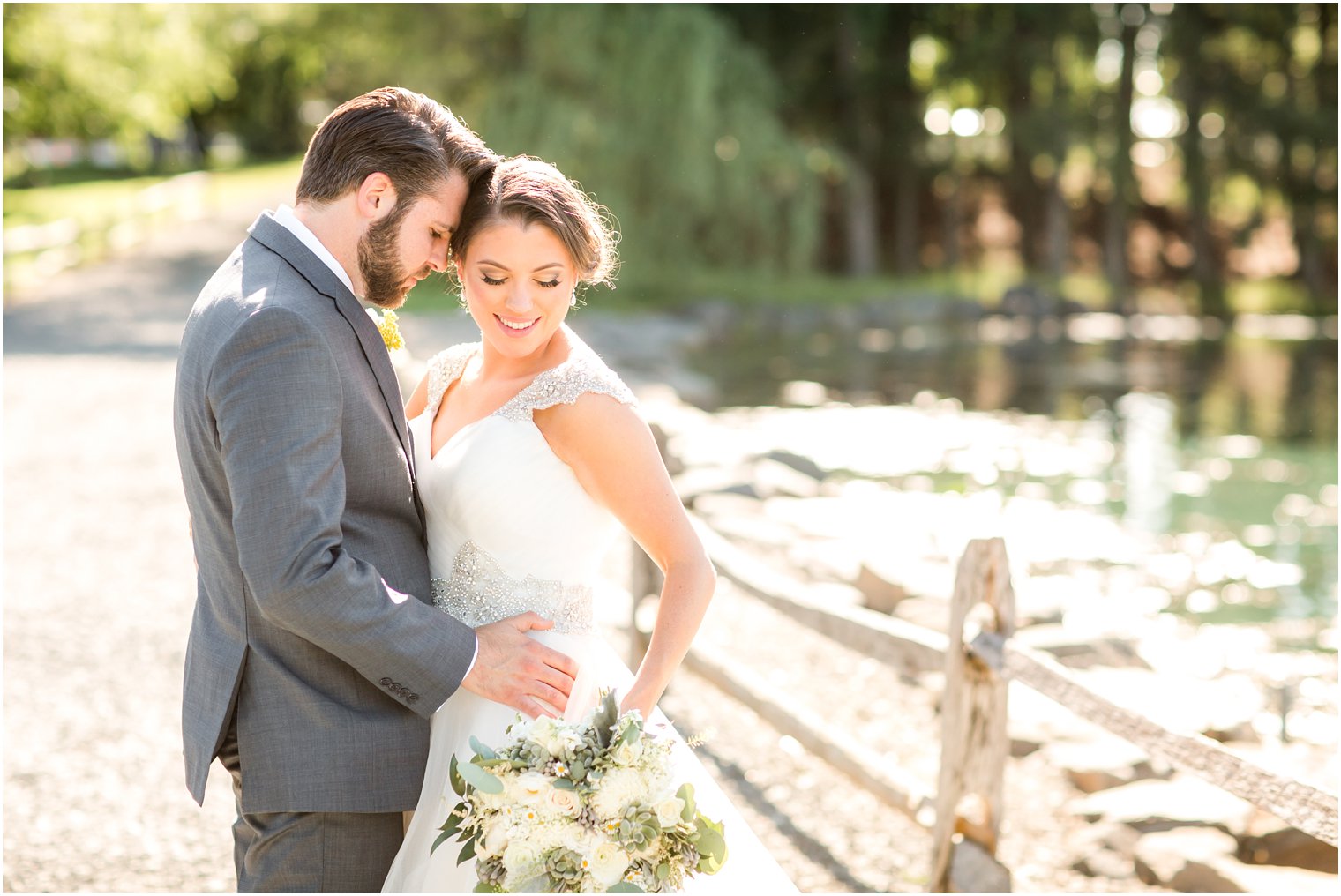 Romantic bride and groom portrait at Windows on the Water at Frogbridge Wedding