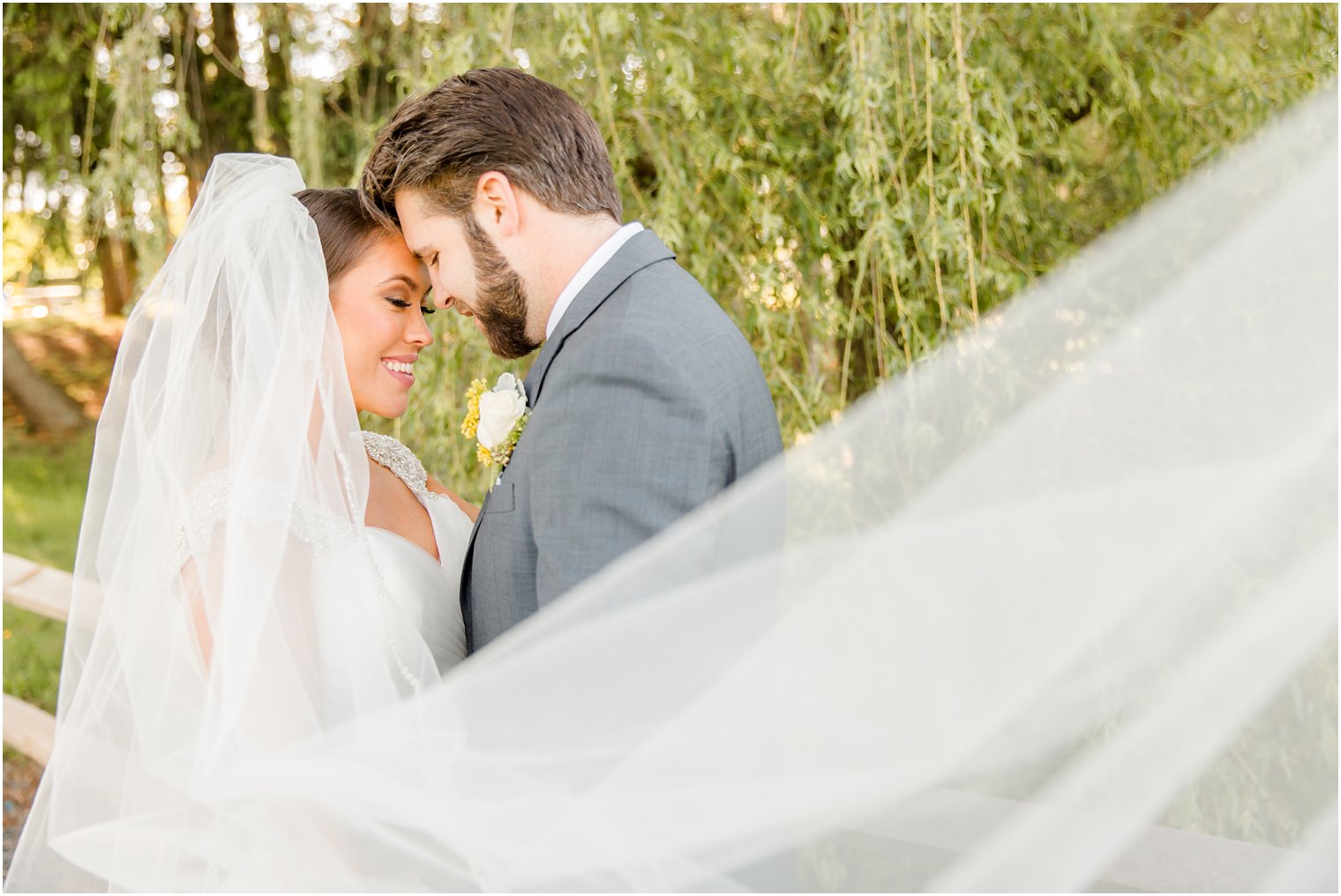 Photo with veil at Windows on the Water at Frogbridge Wedding