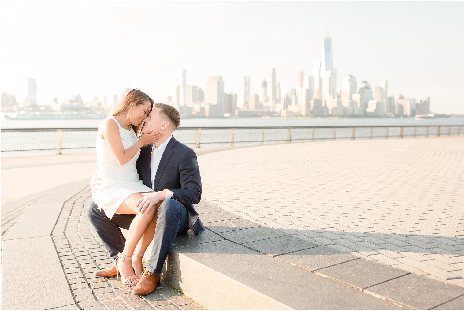 Hoboken engagement photos at Pier A Park