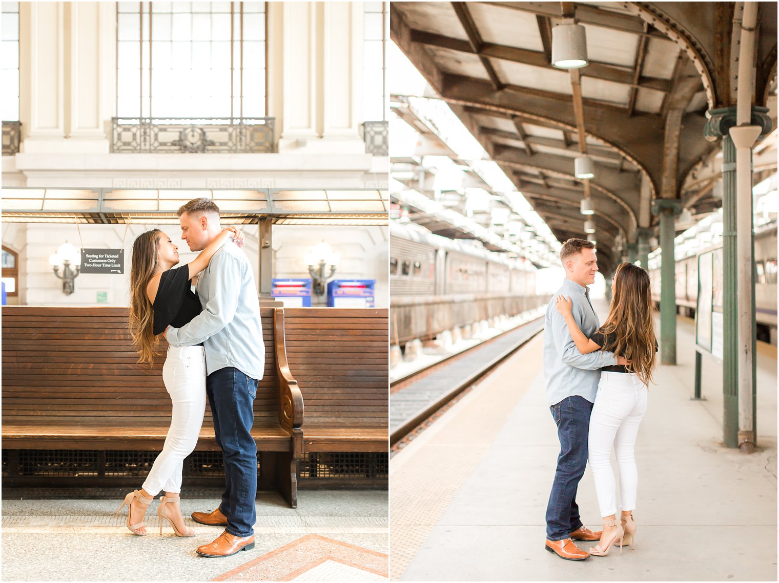 Train station engagement photos