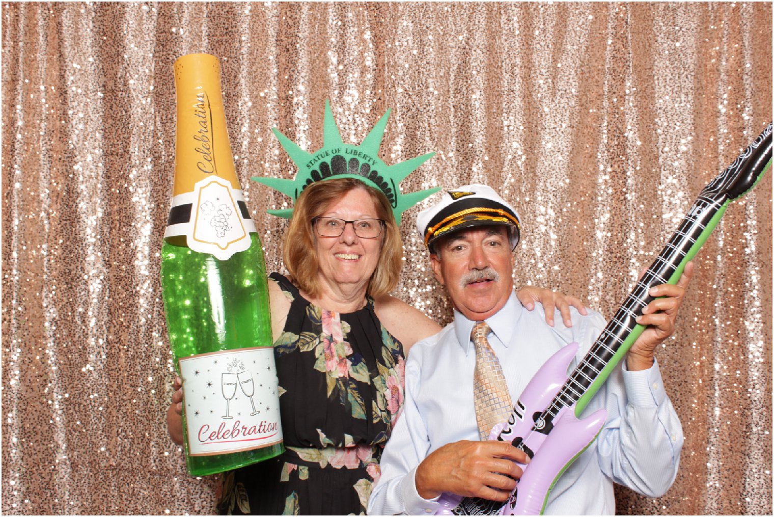 Photo booth with champagne bottle