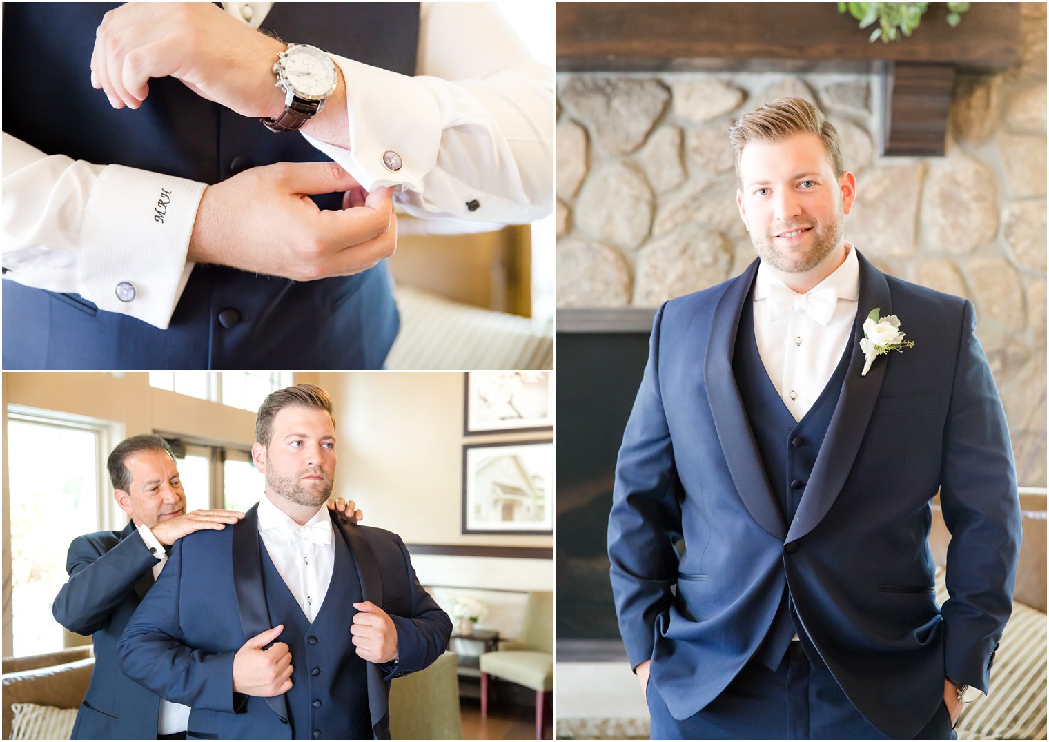 Groom getting ready at Indian Trail Club