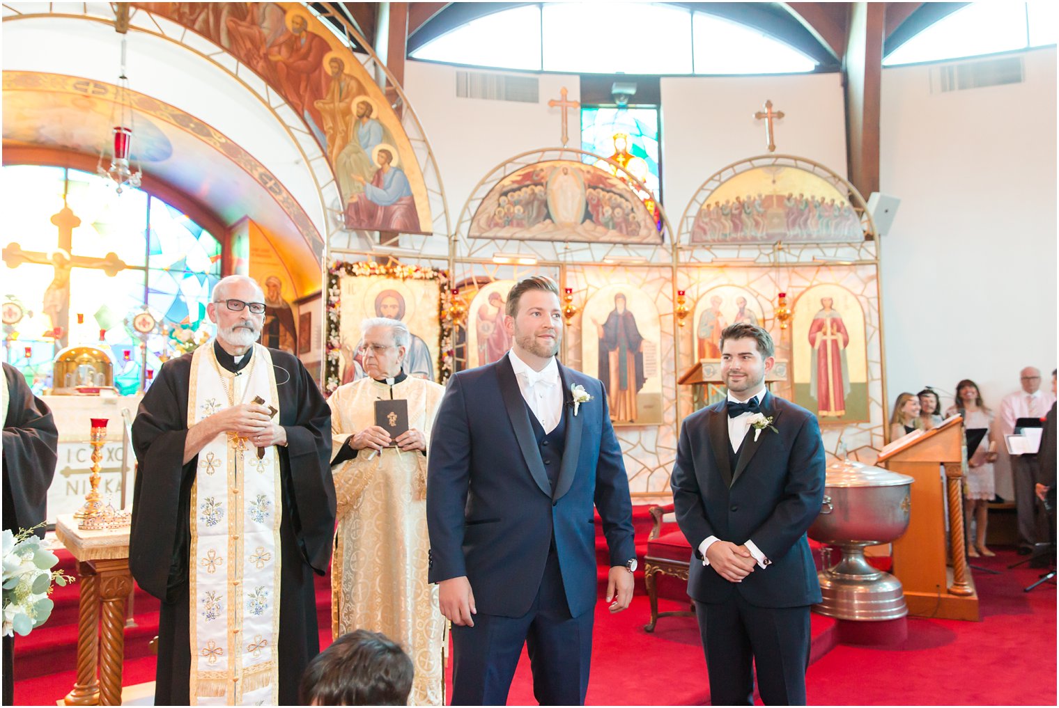 Groom seeing his bride on wedding day 