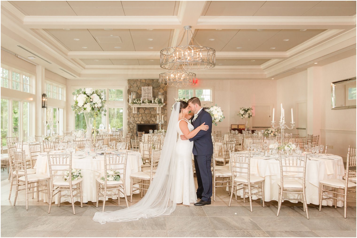 Bride and groom at Indian Trail Club wedding reception 