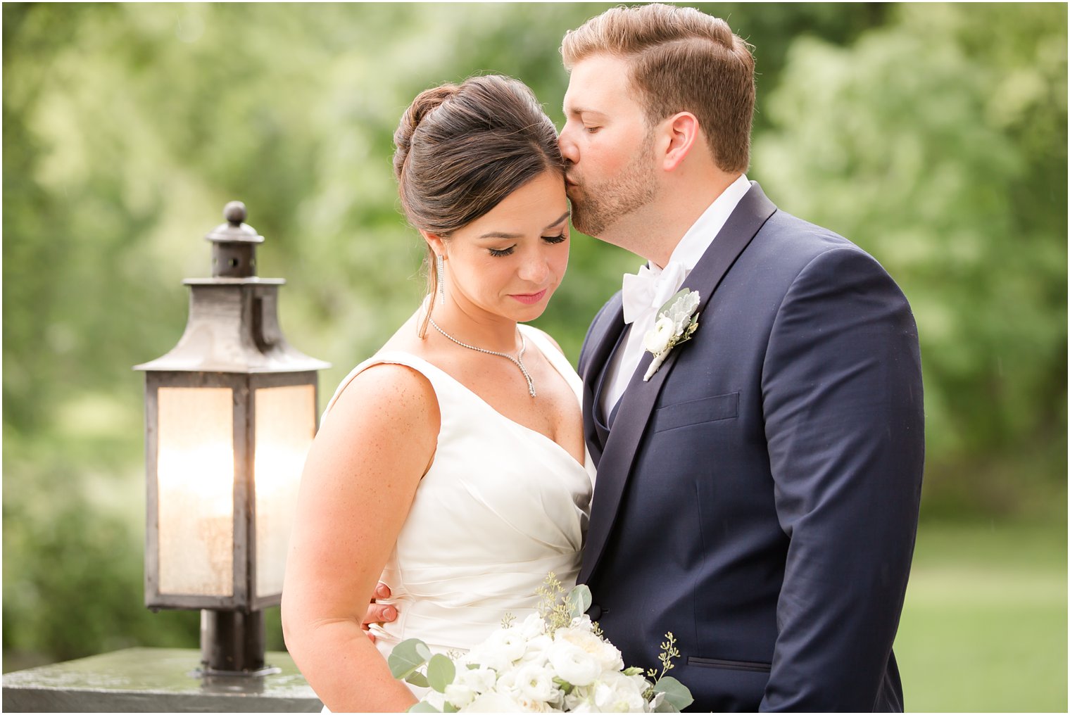 Sweet moment between bride and groom