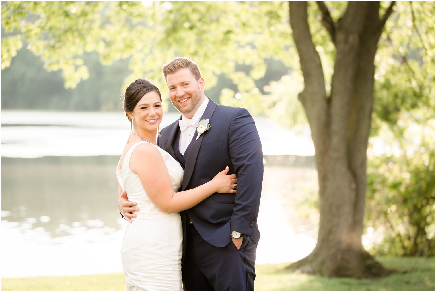 Happy bride and groom on their wedding day