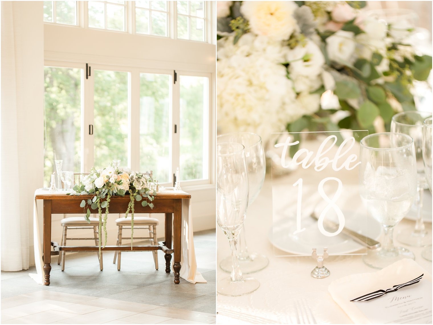 Sweetheart table with greenery and beautiful florals