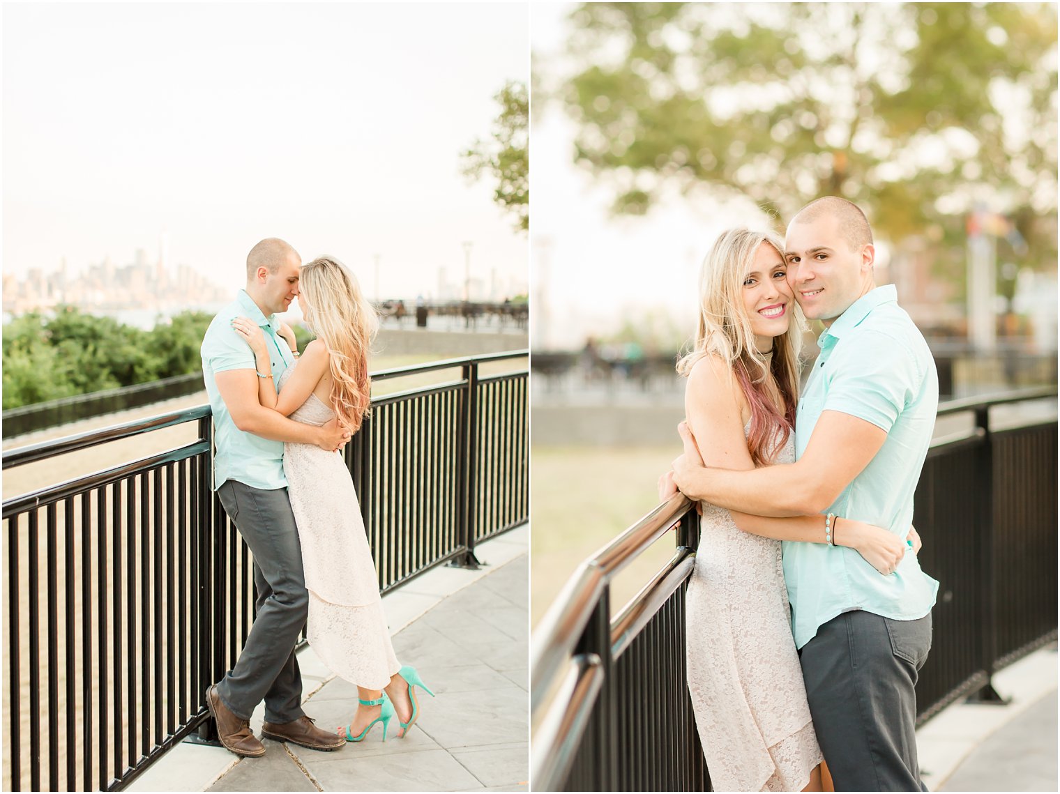 Romantic engagement photos with NYC in background