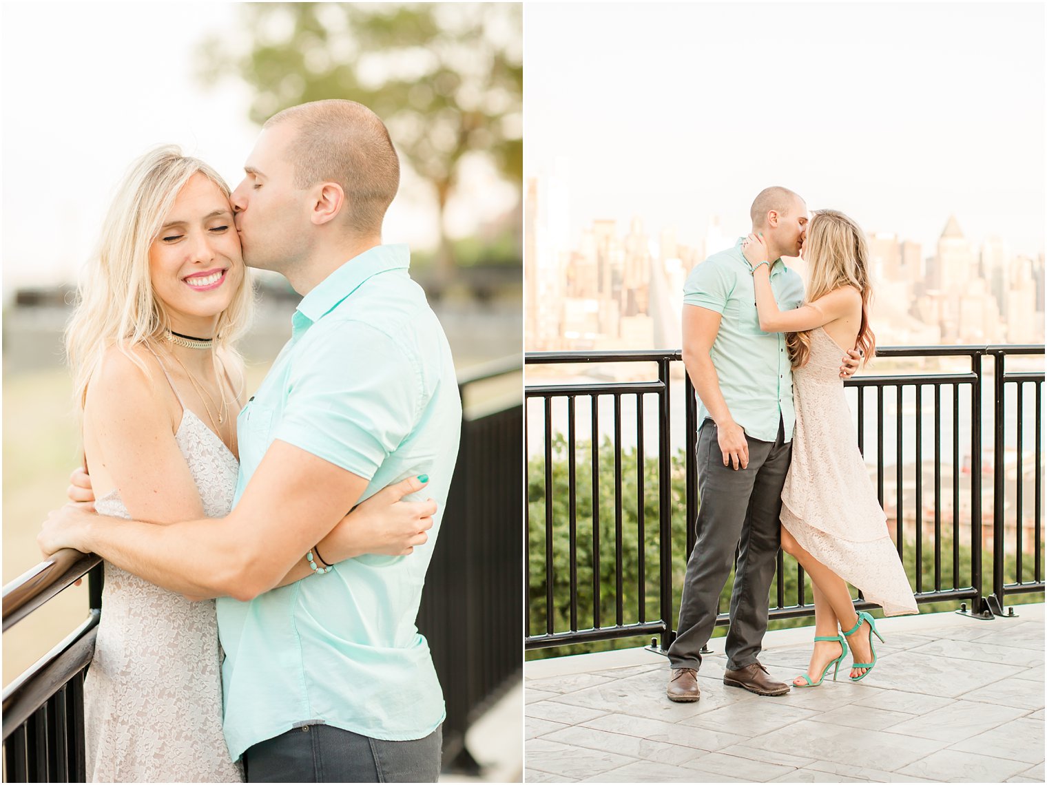 Engagement photo with NYC backdrop