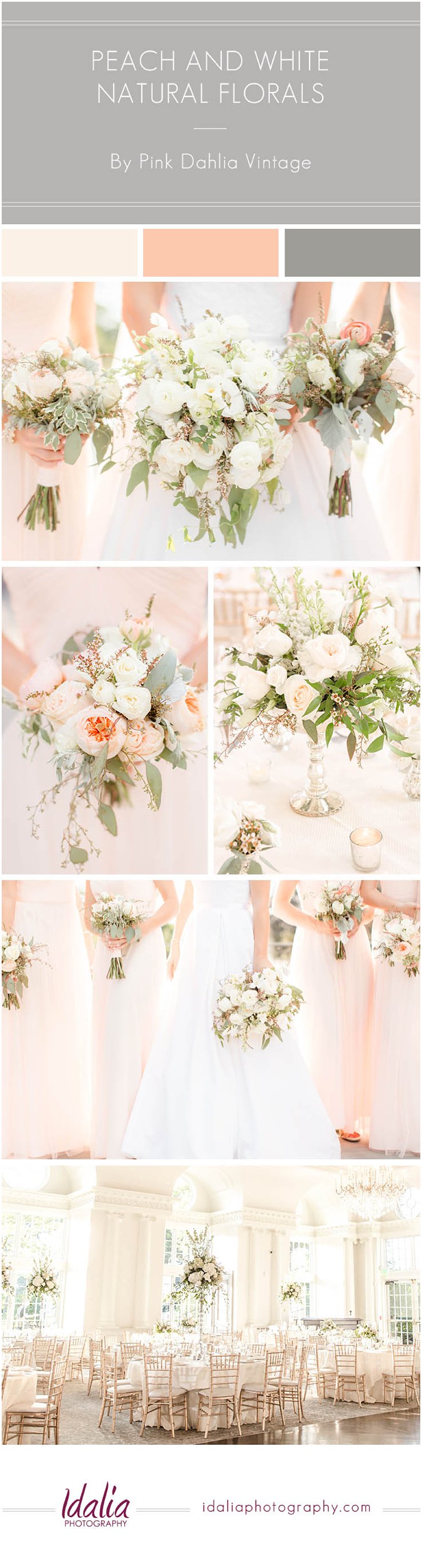 Peach and White Natural Florals by Pink Dahlia Vintage