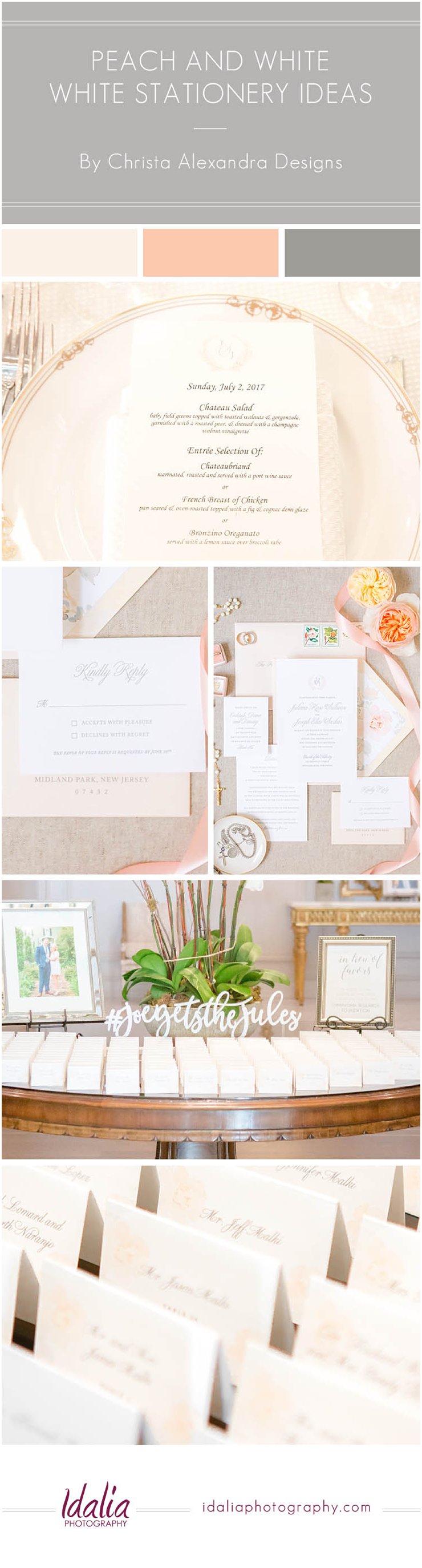 Peach and White Stationery Ideas by Christa Alexandra Designs