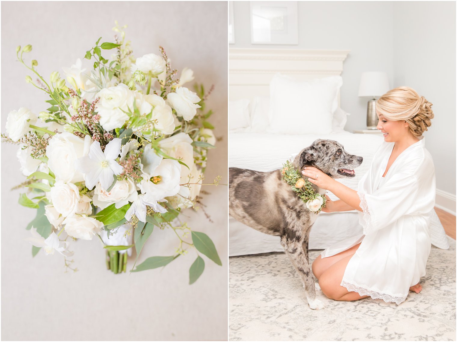 Doggie with floral wreath