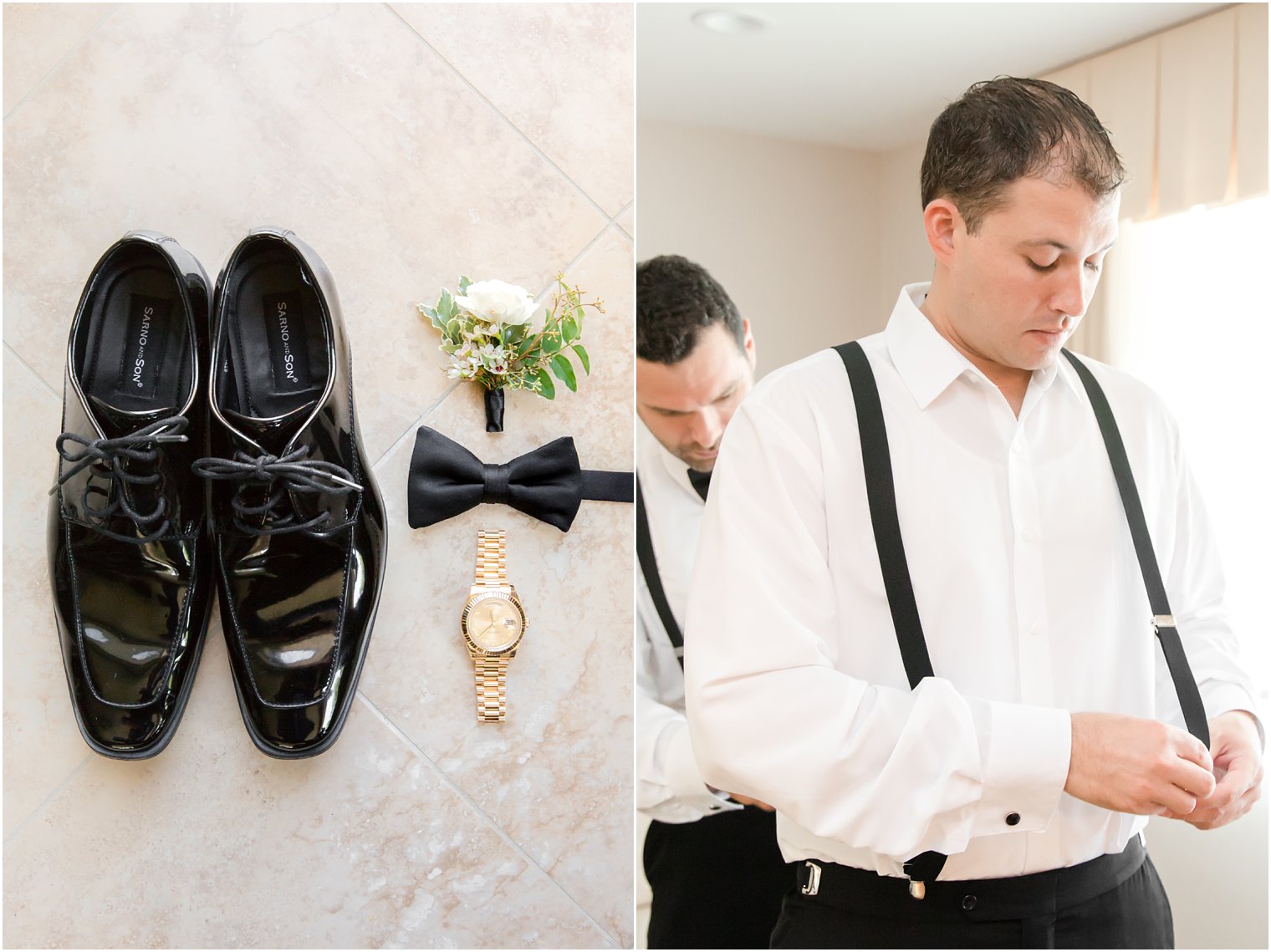 Groom getting ready in his home