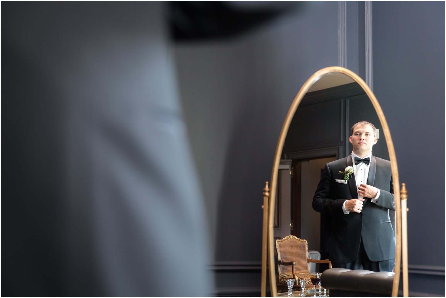 Groom portrait in Park Chateau Estate groom suite