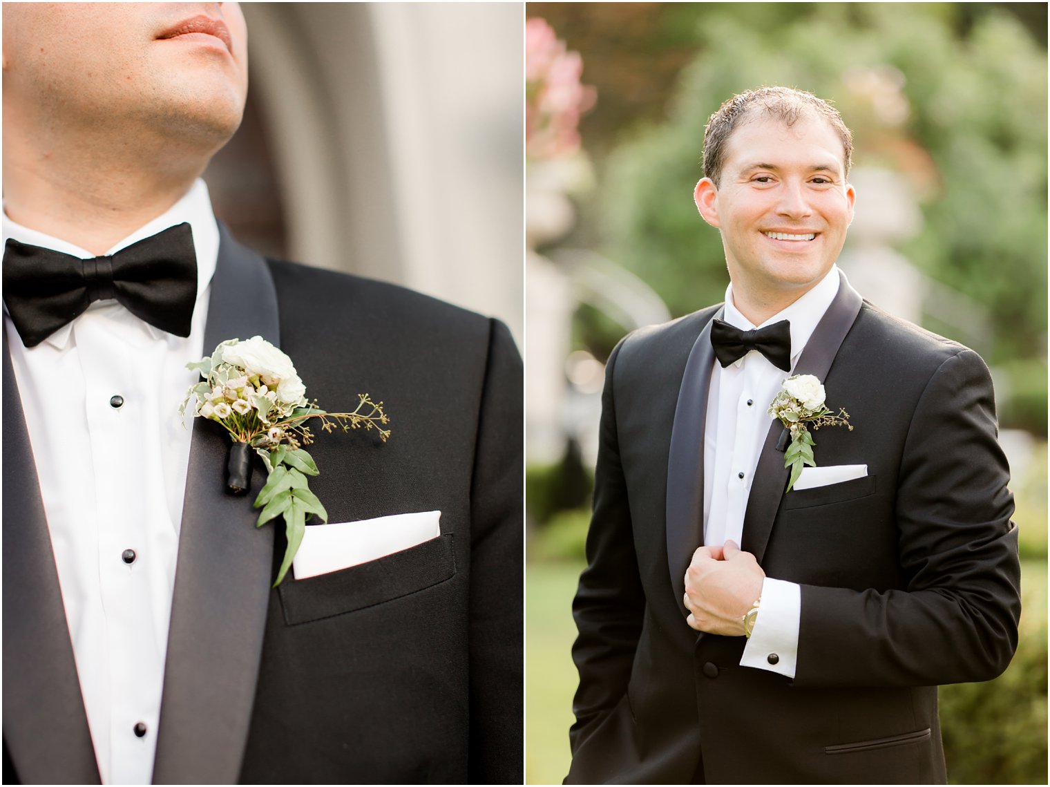 Classic black tux groom portraits