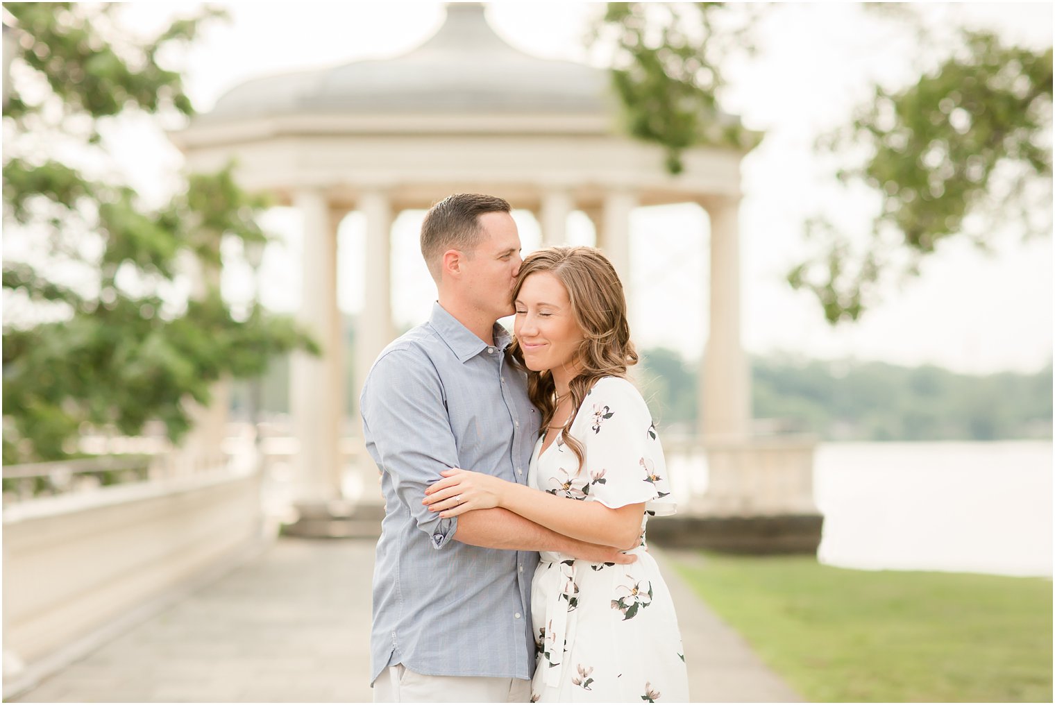 Engaged couple at Waterworks in Philadelphia