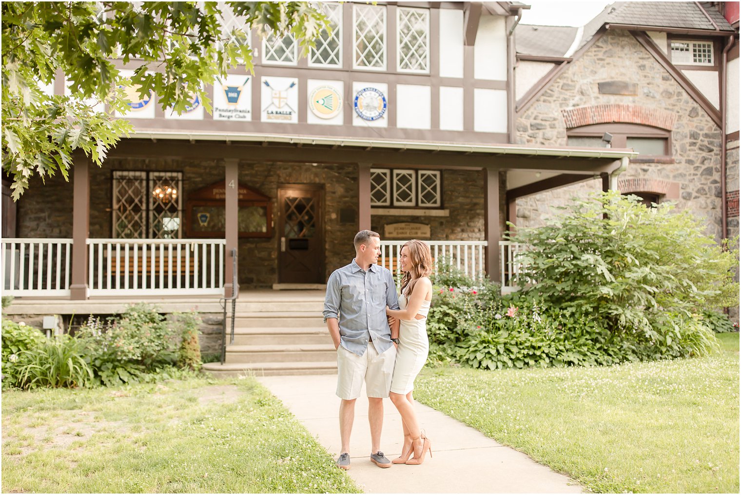 Engagement photos near boathouses in Philly