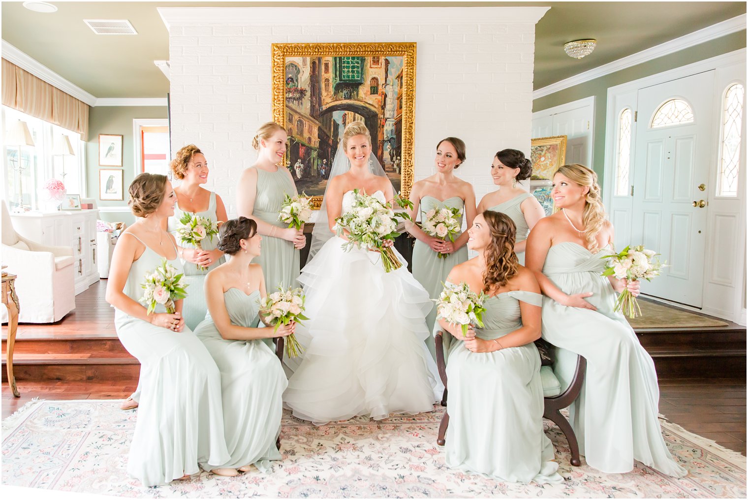 Beautiful bridesmaids photo in Monmouth Beach home