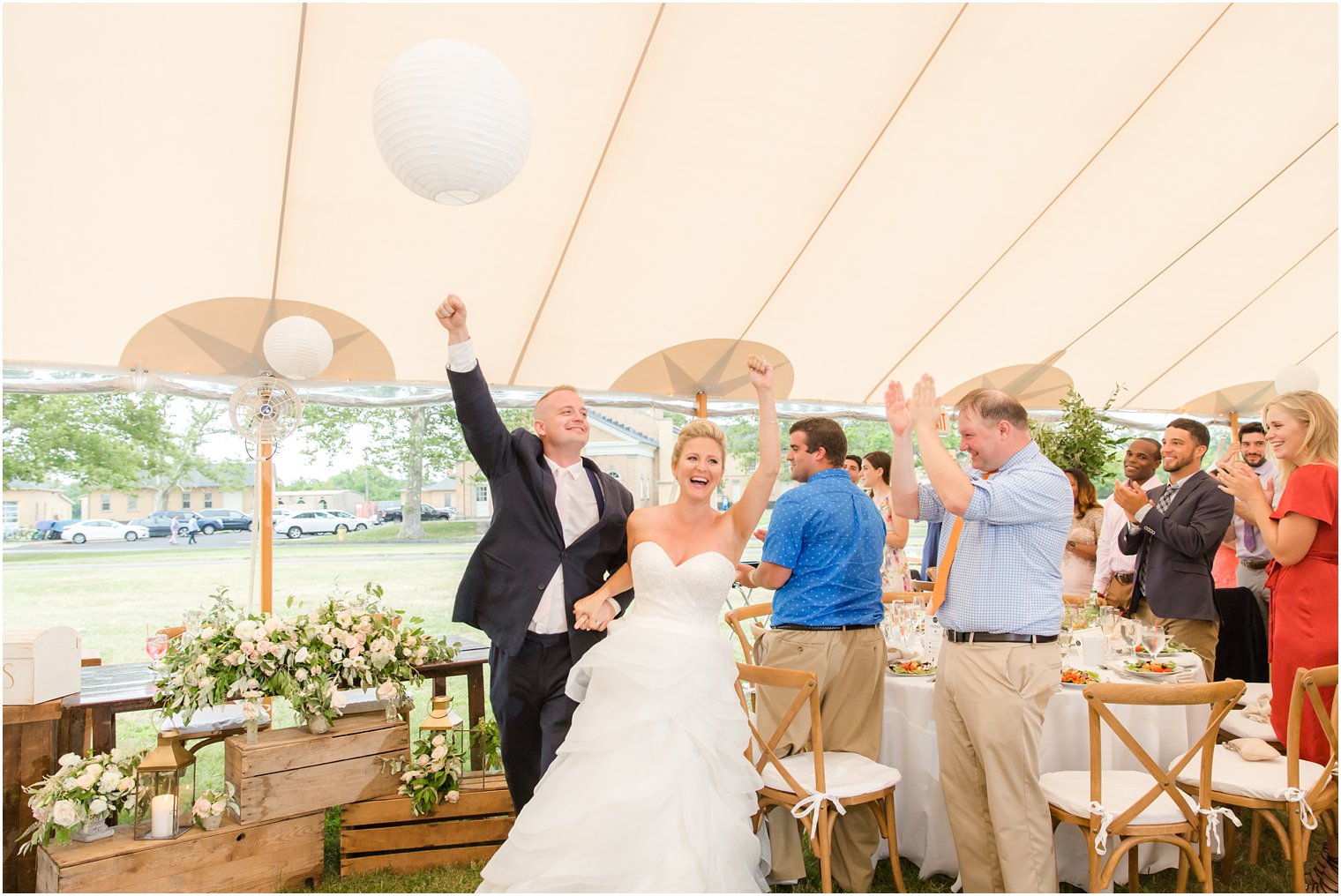 Tented wedding reception at Sandy Hook Chapel Wedding