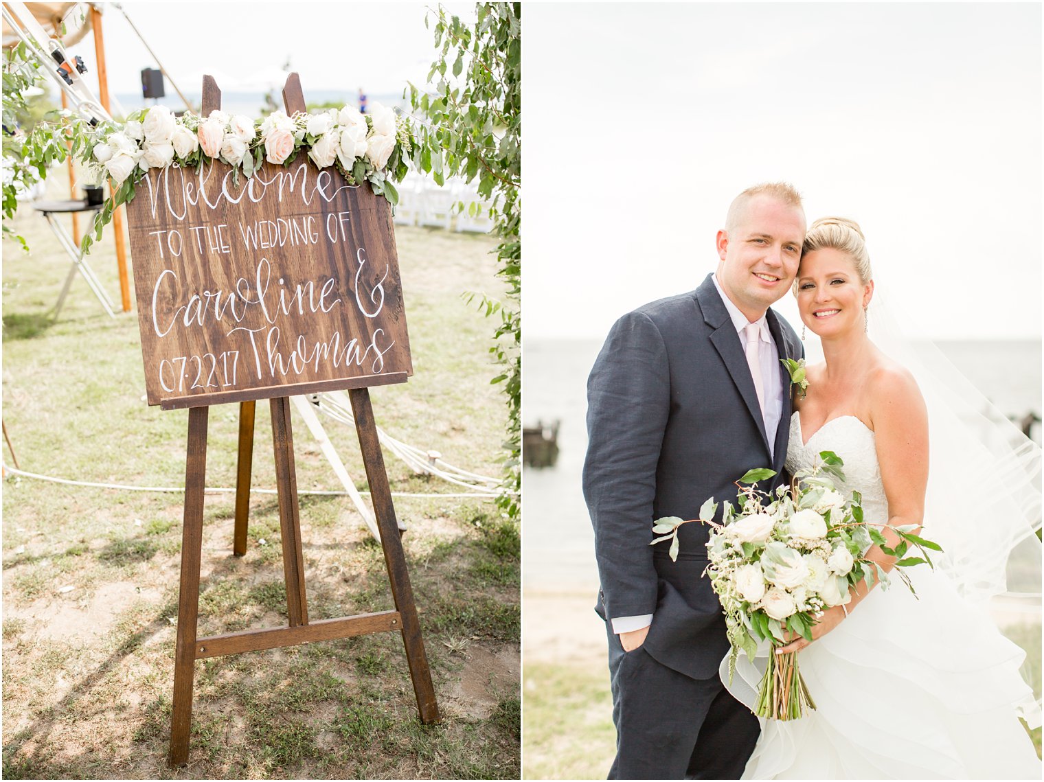 Wooden signage at Sandy Hook Wedding